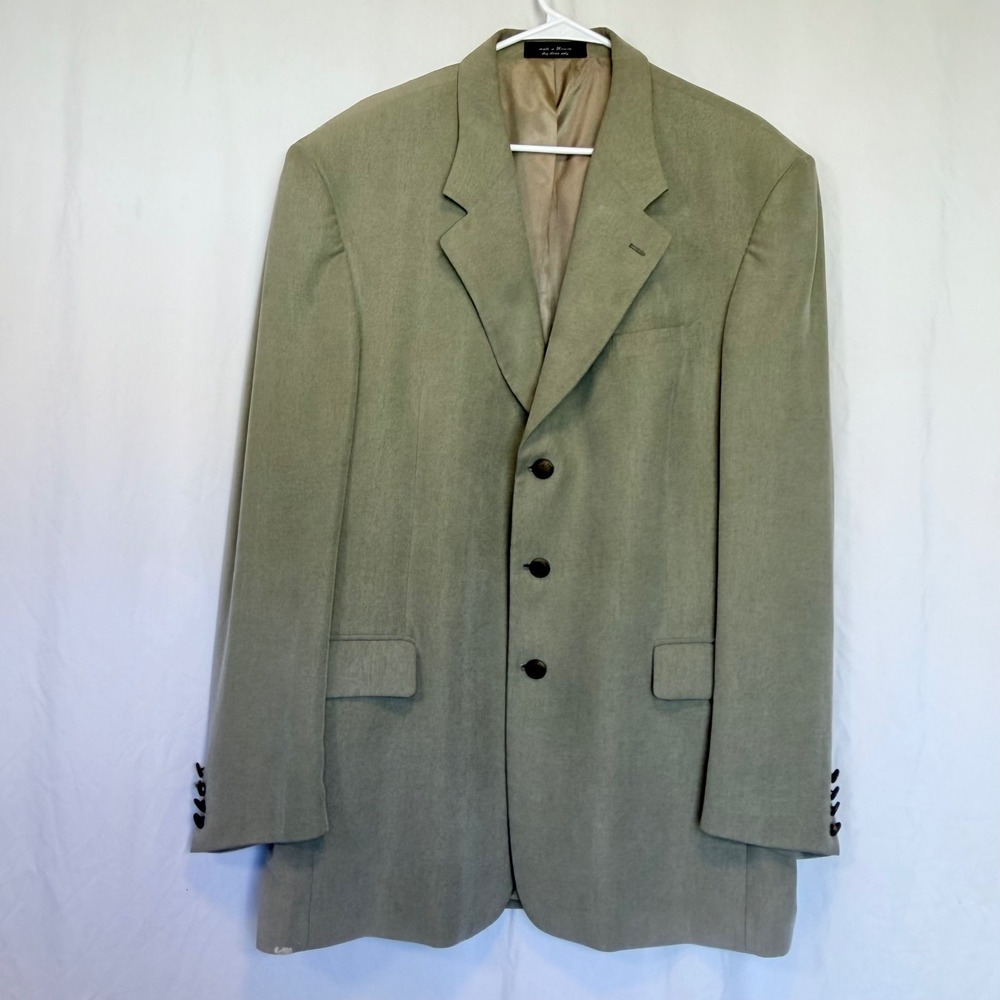 Gianfranco Ruffini Blazer Sport Coat Sage Green Tencel‎ Lyocell 3-Button 44L